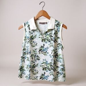 Croft & Barrow Blue and Green Floral Blouse